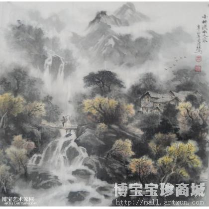 小桥流水人家 山水画 周德仕作品 类别: 国画山水作品