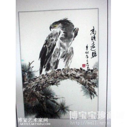 高瞻远瞩 国画老鹰 黄半山作品 类别: 国画老鹰