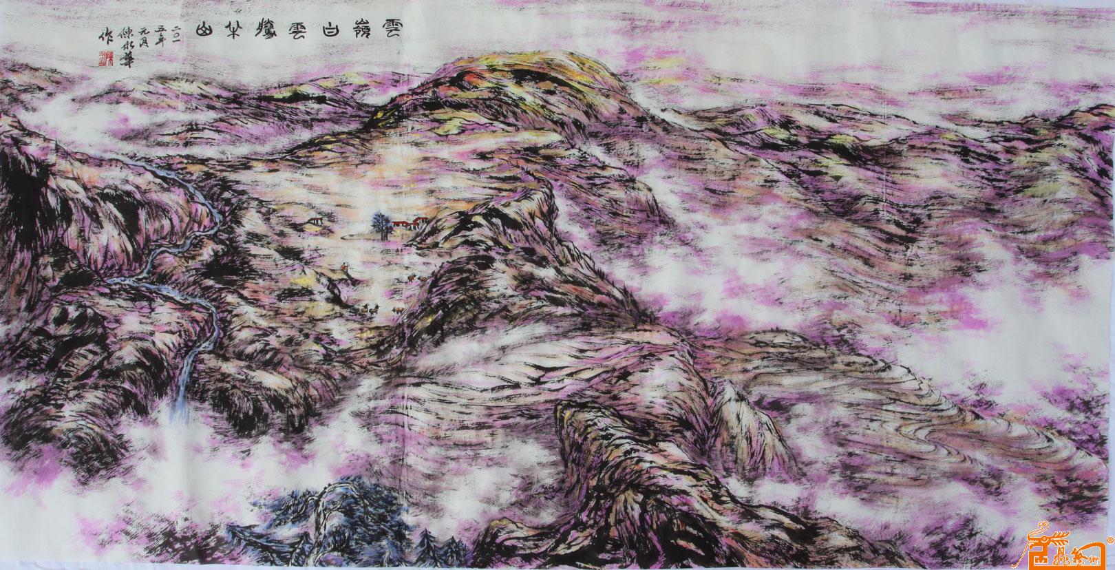 云嶺白云腾金山-中国焦墨山水画